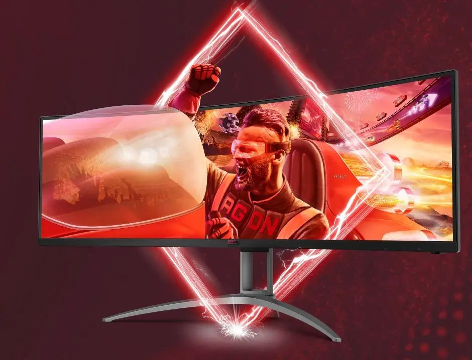 AOC 49" Curved 1800R, 5120X1440 DQHD, 32:9, Adaptive Sync,HDR400,1ms, 165Hz ,3H1DP,USBC,Speaker,HAS, KVM LCC